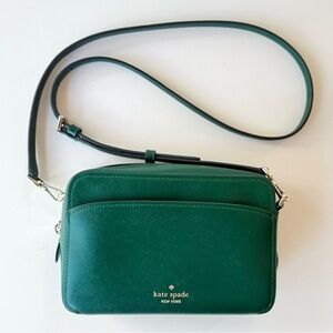 Kate Spade Lauryn Camera Crossbody Bag in Deep Jade / Bottle Green $299 MSRP